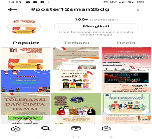 A social media interface screenshot shows student creativity on Instagram.