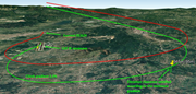 A Three-dimensional terrain view compares current O C A slash H with C A T 3 minimum and a 2.5 per cent climb gradient.