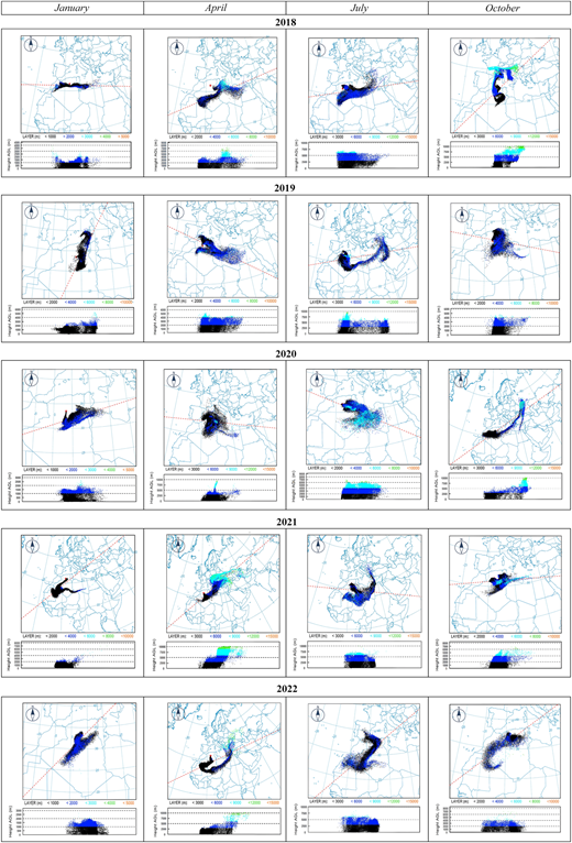 A map showing dispersion and trajectory models for GF Pollutant from 2018 to 2022.