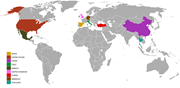A world map highlighting top tourist nations with different colors for each country.