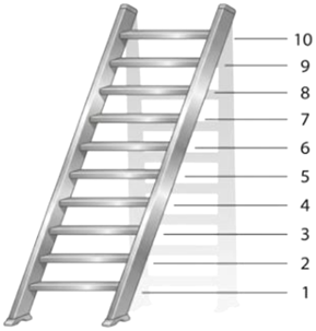 A metal ladder with numbered rungs from 1 to 10.