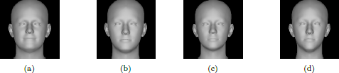 A man’s face displaying four distinct facial expressions: happiness, sadness, anger, and surprise.