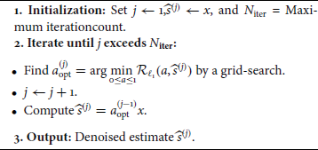 Graph illustrating the iterative minimization process of expected ℓ1 distortion in a mathematical model.