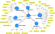 A diagram representing the relationships between various constructs in an enabling constructs model.