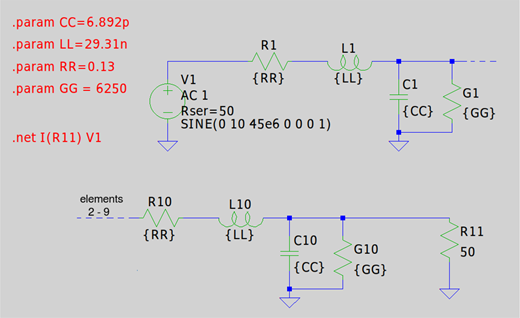 Discrete Model in LTSpice® Refer to the image caption for details.