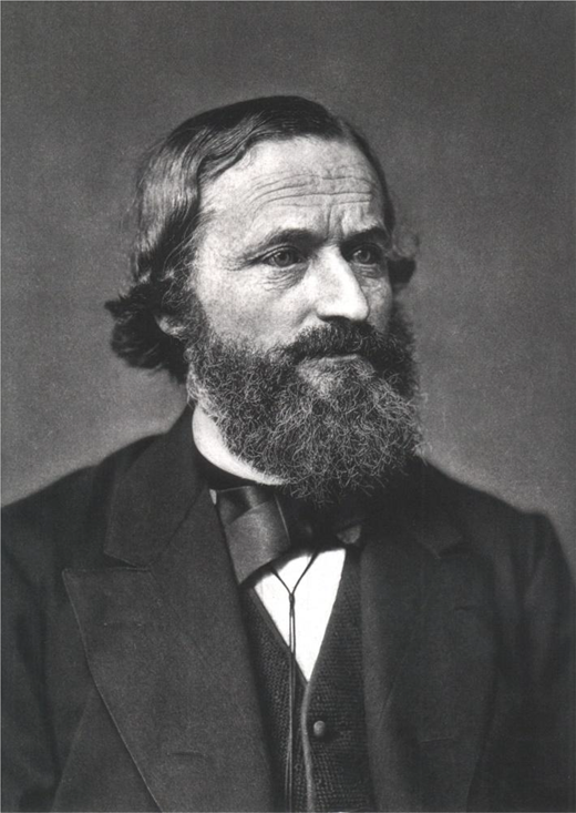 A black-and-white portrait of a man with a beard and long hair, dressed in formal attire, looking thoughtfully to the side.