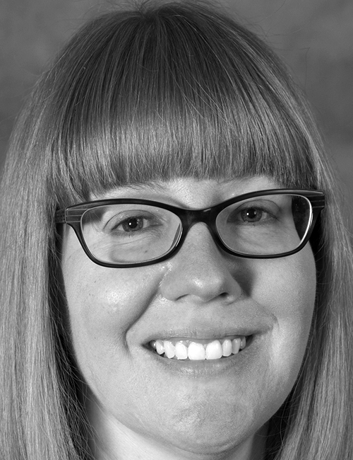 A portrait of Aimee deNoyelles with text listing her role at University of Central Florida, address, telephone number, and email.