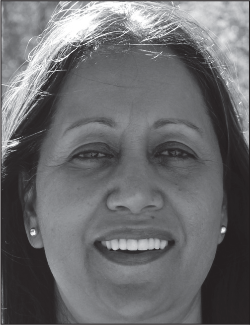 A portrait of Deborah Seepersaud smiling, with her name, title, institution, and contact details listed below.