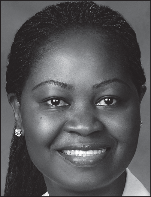 A portrait of Eunice Luyegu smiling, with her name, title, institution, and contact details below.