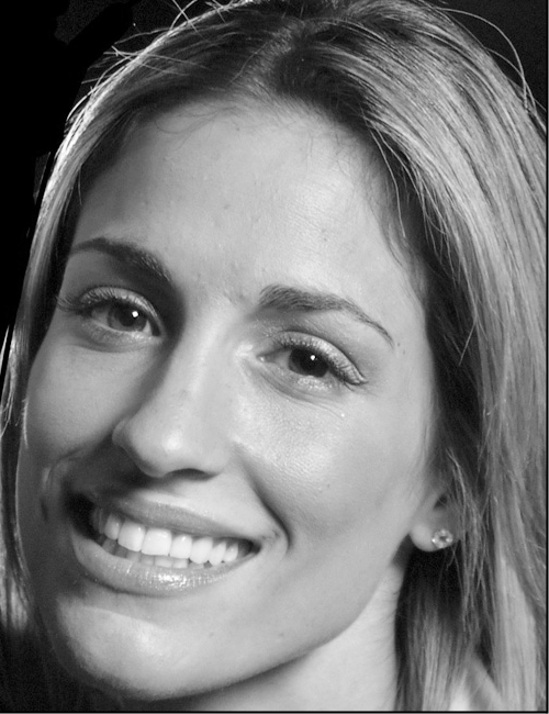 A portrait of Greta Walsh with contact information for Nova Southeastern University.