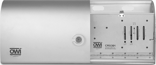 An OWI audio equipment device with slots, controls, and the OWI logo.