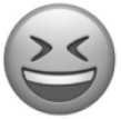 A smiling face emoji with closed eyes and an open mouth.