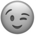 A smiling face emoji that is winking.