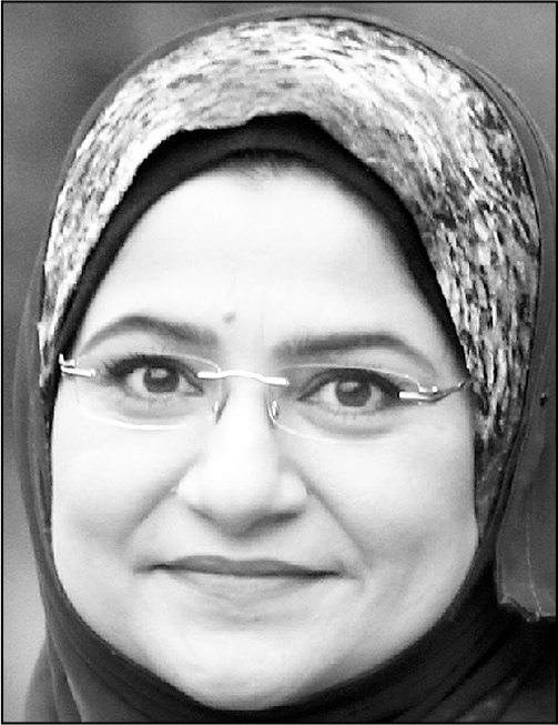 A portrait of Ayesha Sadaf.