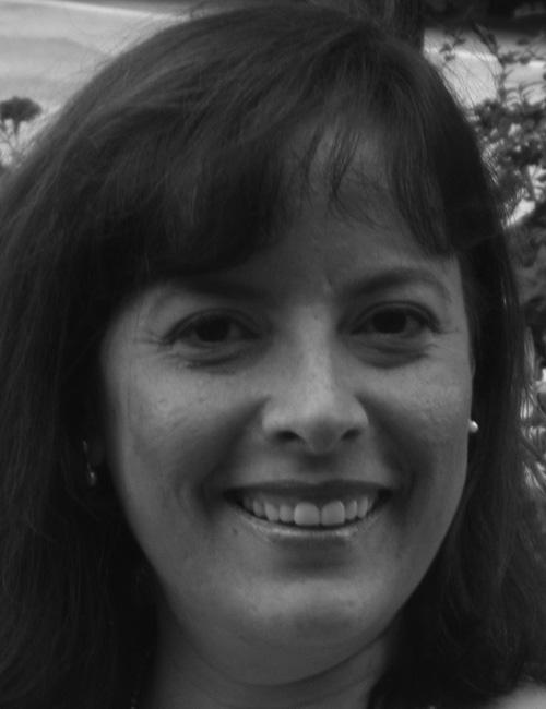 Black and white photo of María R. García with contact info. She is Associate Professor and MS IT Management Director at Franklin Pierce University. Address, phone, and email are listed below.