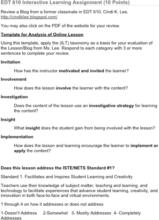 Interactive Learning Assignment.