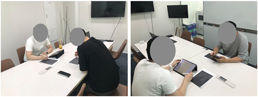 A set of two photographs shows an in-depth interview site.