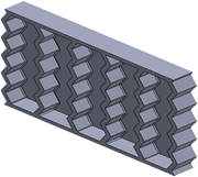 An isometric view of a re-entrant auxetic structure.