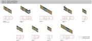 An illustration of various modular panels with dimensions and opening boundaries.