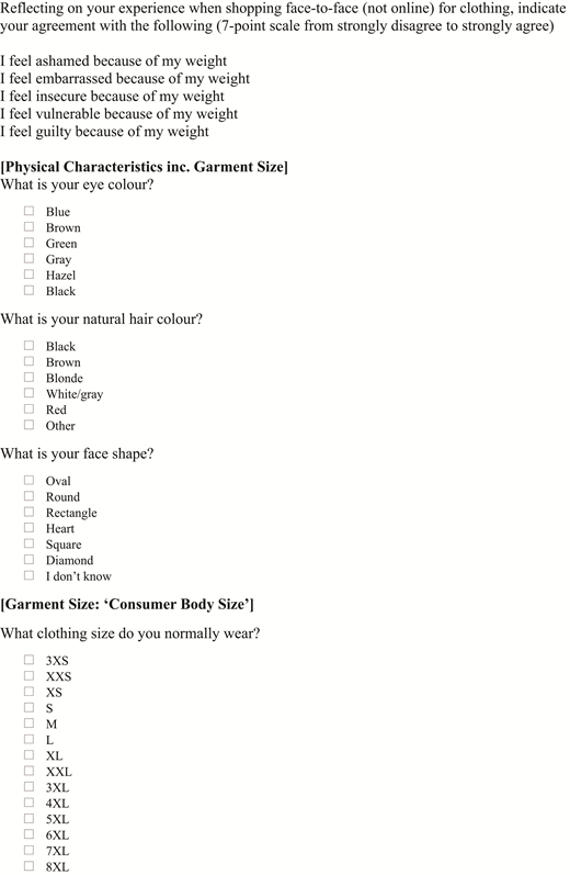 A bar chart displays gratitude across small, middle, and large garment sizes, differentiated by low, middle, and high stigma levels.