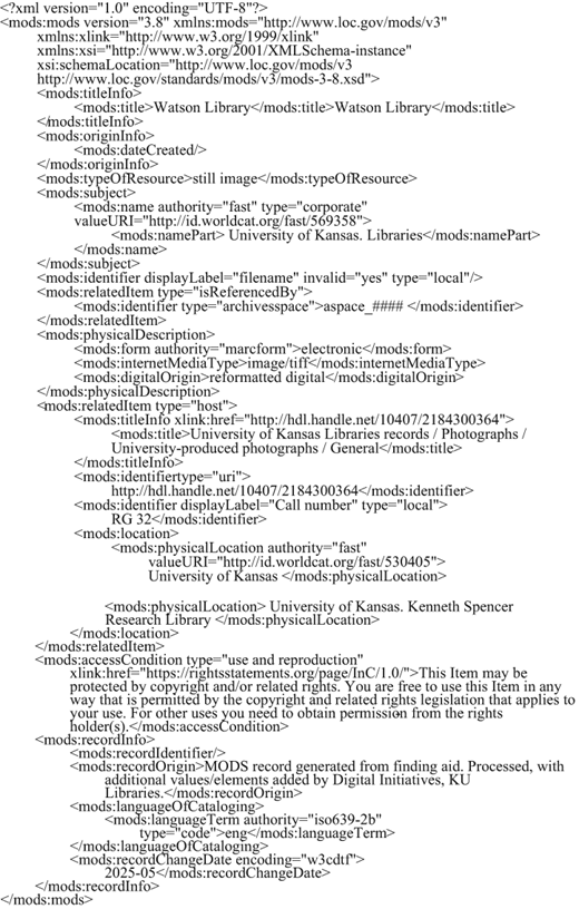 Example MODS records.