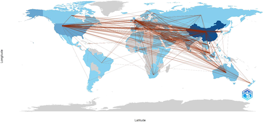 A world map is shown with shaded regions.