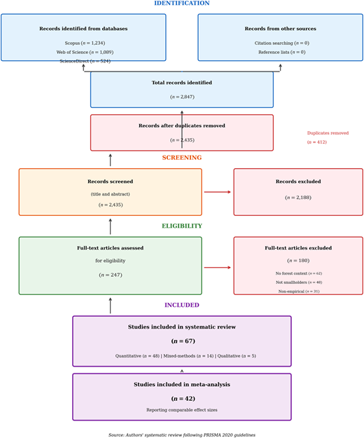 A flowchart illustrating the stages of a systematic review process.