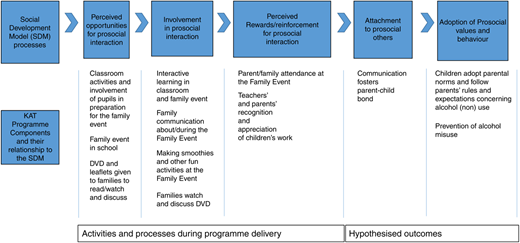 Logic model for the Kids, Adults Together Programme Refer to the image caption for details.