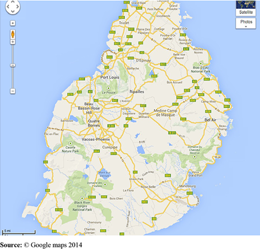 Map of Mauritius Refer to the image caption for details.