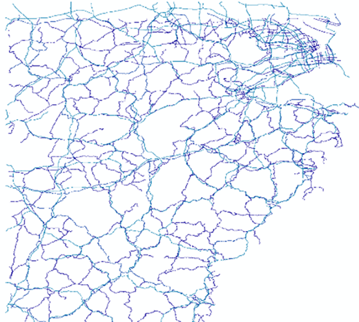 Rectangular road network (including Zhejiang Province) Refer to the image caption for details.