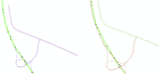 Matching results of roundabouts and parallel sections Refer to the image caption for details.