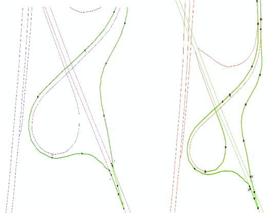 Complex intersection matching results Refer to the image caption for details.