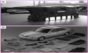 A composite image showing two photos of automotive components made from natural fiber plastic composites.