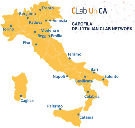 The Italian Network of Contamination Lab financed by MIUR in 2016 (Own elaboration) Refer to the image caption for details.
