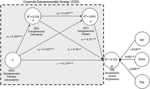 A diagram of structural model results.