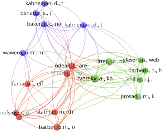 Co-citation map Refer to the image caption for details.