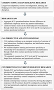 A flow diagram summarizing the theoretical positioning of the study on supply chain resilience.