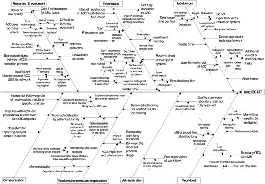Fishbone diagram Refer to the image caption for details.