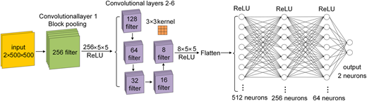 A figure shows a convolutional neural network architecture from input through convolutional layers to fully connected output.