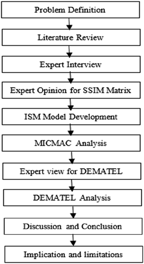 A flowchart illustrates a sequential methodological process through a series of vertically aligned steps.
