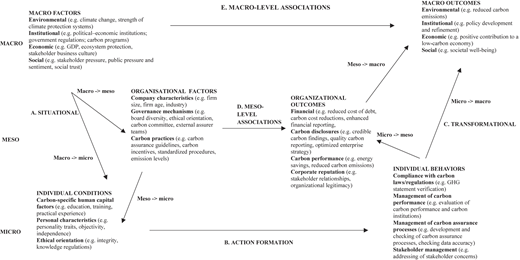A macro, meso, and micro framework linking environmental factors, organizations, behaviors, and outcomes.