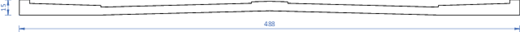 Bridge deck section schematic showing overall deck length and structural depth dimensions.