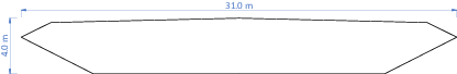 The bridge deck section schematic shows a bridge cross-section with a tapered upper surface and angled lower surfaces. The overall width is labelled 23.7 metres, and the structural depth on the right side is labelled 3.0 metres. The lower section is divided into three horizontal segments labelled 6.9 metres, 7.3 metres, and 6.9 metres. Vertical support markers appear along the upper deck surface.