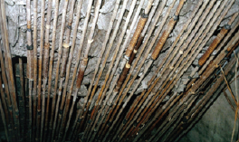 Very little corrosion is evident in the top flange prestressing in the failed Koror-Babelthuap Bridge in Palau Refer to the image caption for details.