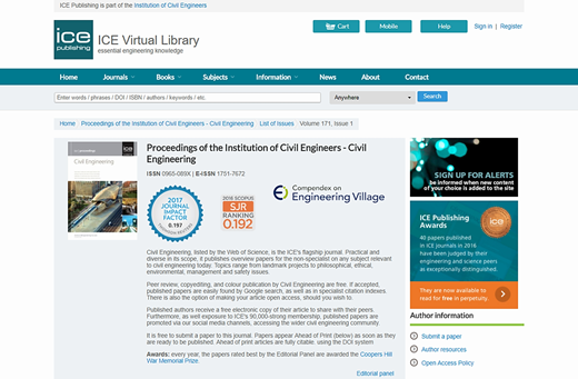 Civil Engineering can be read online at www.icevirtuallibrary.com/loi/jcien Refer to the image caption for details.