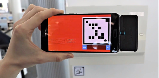 An example of spatial reference marker displayed on a capture device Refer to the image caption for details.