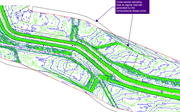 Engineering contour and cross-section sampling layout generated using computational design scripting.