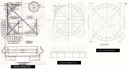 Engineering drawings compare historical pier 3 plans with proposed pier 3 plans and H frame arrangement.