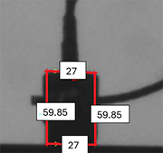 A diagram shows measured dimensions of a rectangular section with labelled side lengths.