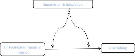 A conceptual model shows the relationship between financial inclusion and risk-taking.